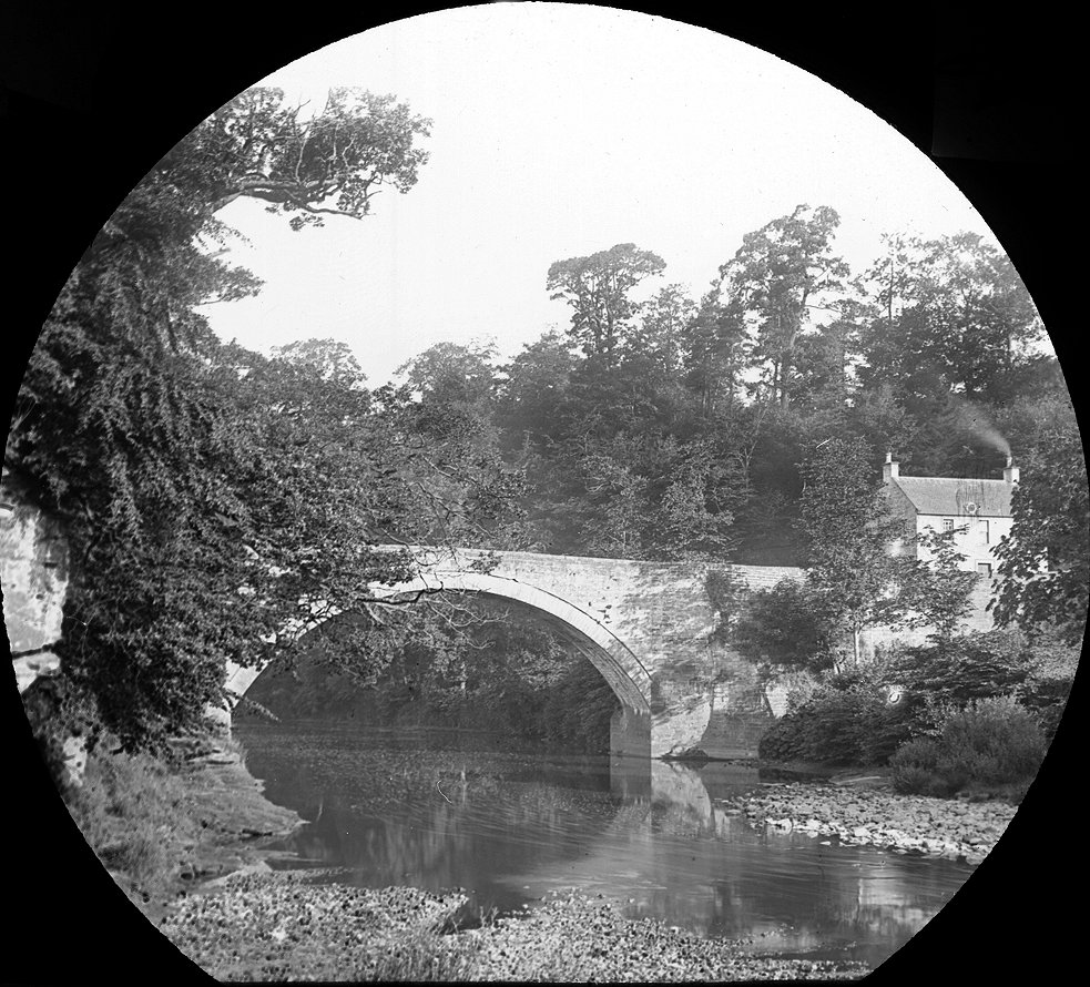 Barskimming Bridge, Mauchline, and what was Kemp's House in the time of Robert Burns. The house ruins can still be seen today